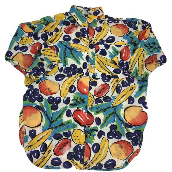 Ms Russ All Over Fruit Print Womens Button Up - Picture 1 of 5